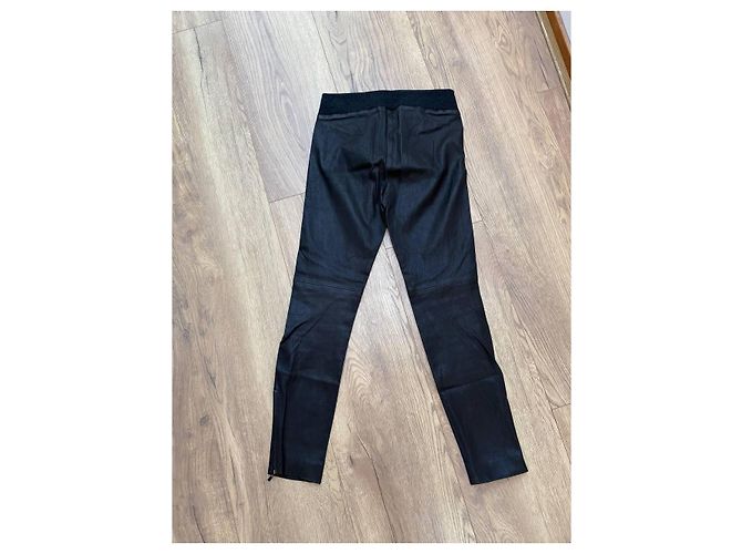Leggings de cuero Brunello Cucinelli Negro Gris antracita - vista 5