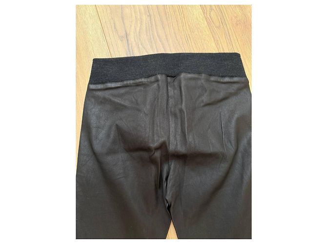Leggings de cuero Brunello Cucinelli Negro Gris antracita - vista 6