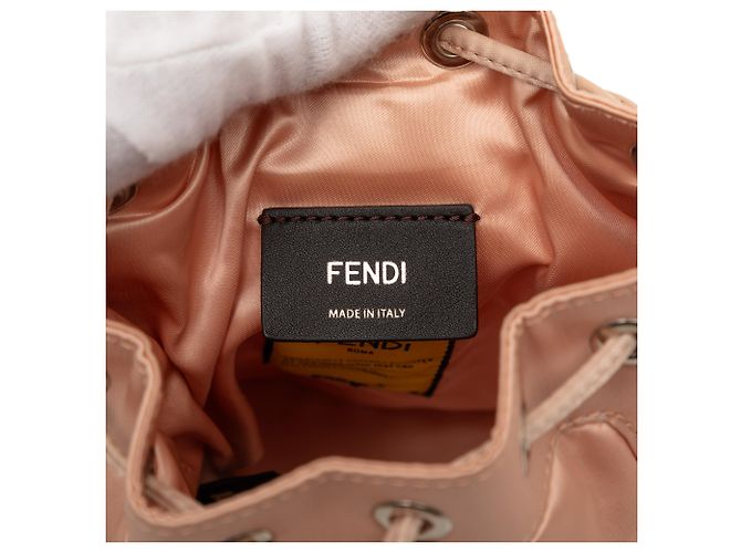 Borsa a secchiello Mon Tresor mini in satin rosa Fendi - vista 5