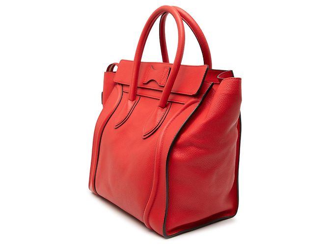 Céline Celine Mini Luggage Tote em couro de bezerro vermelho - vista 2
