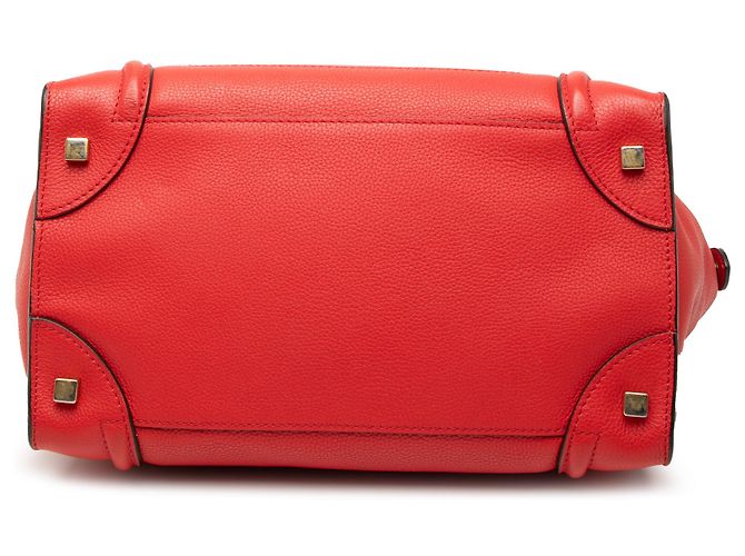 Céline Celine Mini Luggage Tote em couro de bezerro vermelho - vista 3