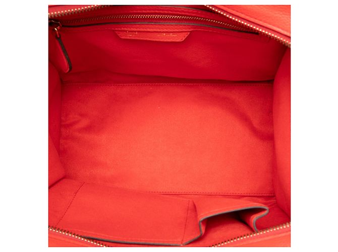 Céline Celine Mini Luggage Tote em couro de bezerro vermelho - vista 4
