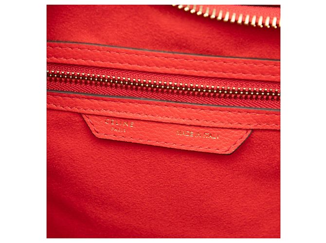 Céline Celine Mini Luggage Tote em couro de bezerro vermelho - vista 5