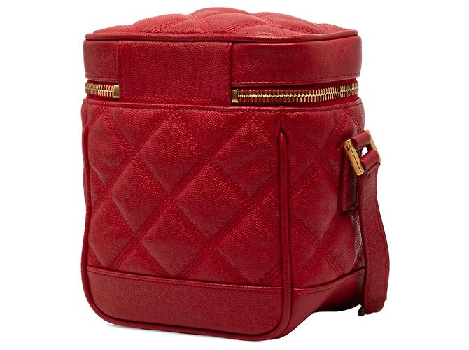 Rote Grain de Poudre gesteppte Vanity Bag der 80er von Saint Laurent - Ansicht 2