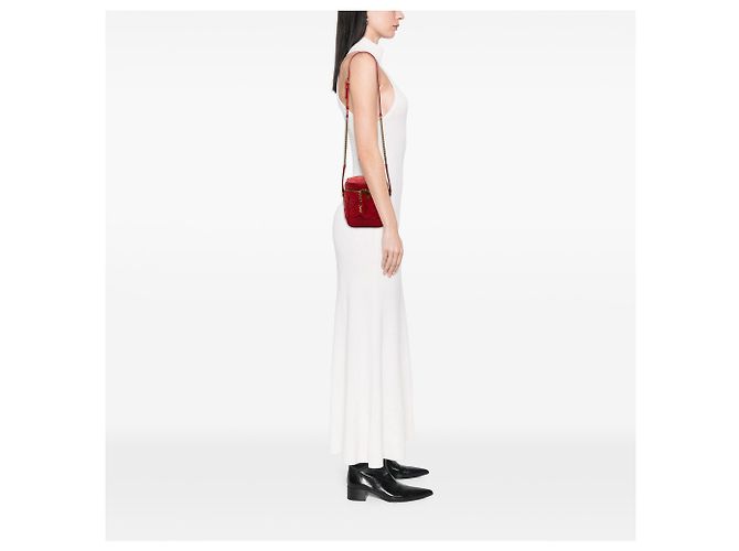 Rote Grain de Poudre gesteppte Vanity Bag der 80er von Saint Laurent - Ansicht 7