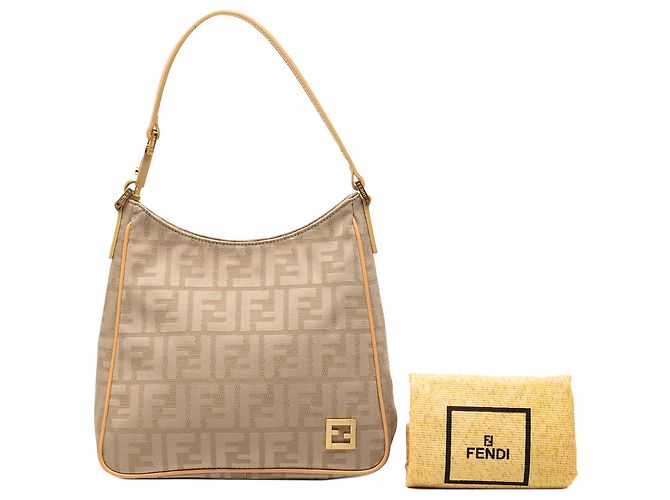 Fendi Braune Zucca Canvas Schultertasche Khaki - Ansicht 10