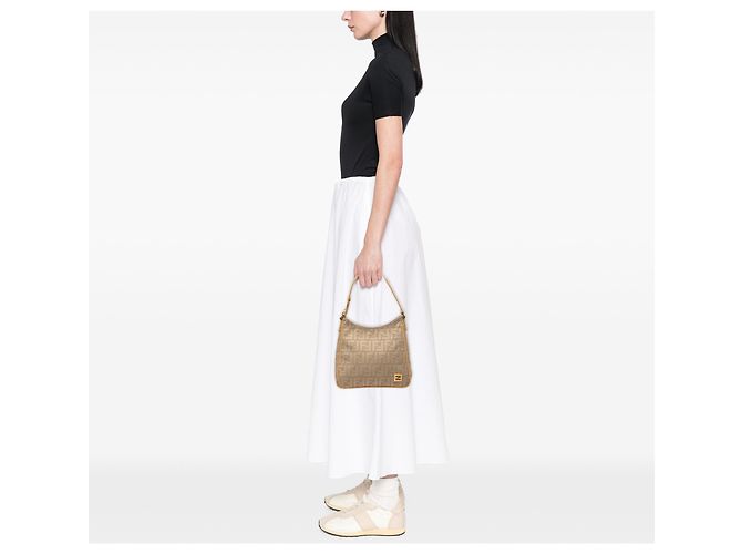 Fendi Braune Zucca Canvas Schultertasche Khaki - Ansicht 9