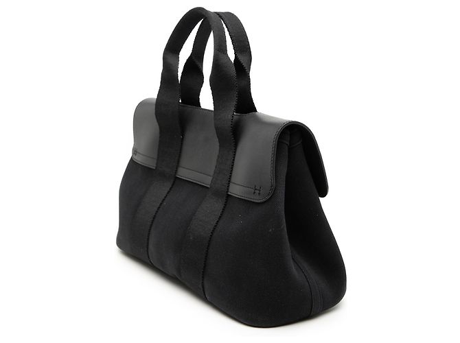 Hermès Valparaiso PM in Toile e Swift Nera Nero - vista 2