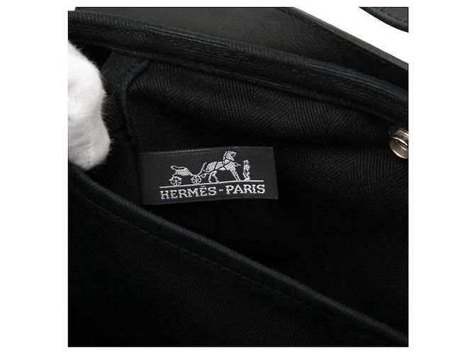 Hermès Valparaiso PM in Toile e Swift Nera Nero - vista 5