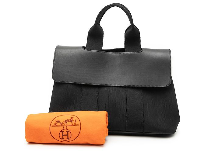 Hermès Valparaiso PM in Toile e Swift Nera Nero - vista 7