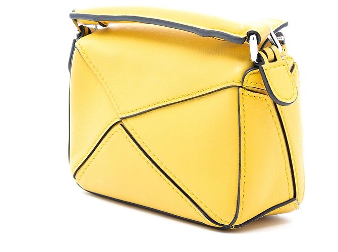 LOEWE Borsa Puzzle Nano in pelle di vitello gialla Giallo - vista 2