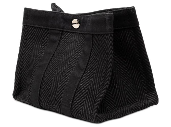 Pochette Fourre Tout in Tela Chevron Nera Hermès Nero - vista 2