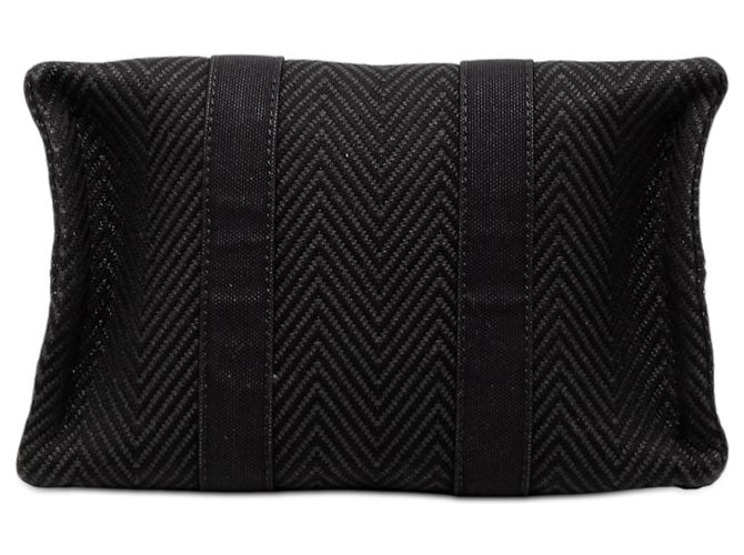 Pochette Fourre Tout in Tela Chevron Nera Hermès Nero - vista 3