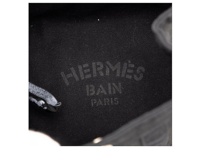 Pochette Fourre Tout in Tela Chevron Nera Hermès Nero - vista 5