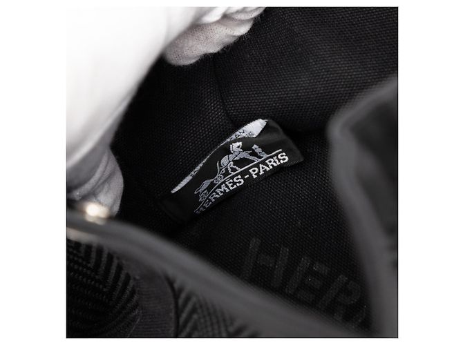 Pochette Fourre Tout in Tela Chevron Nera Hermès Nero - vista 6