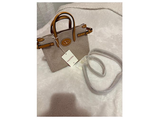 Borsa Valentino in tela e pelle Marrone Beige - vista 3