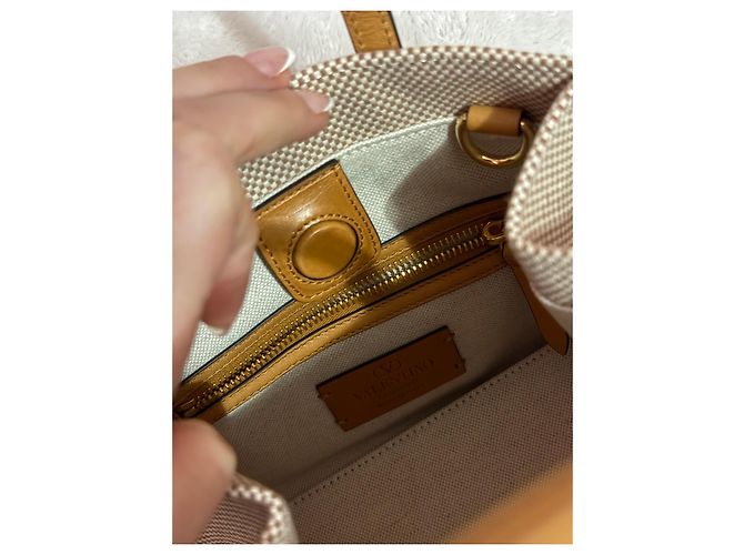 Borsa Valentino in tela e pelle Marrone Beige - vista 5
