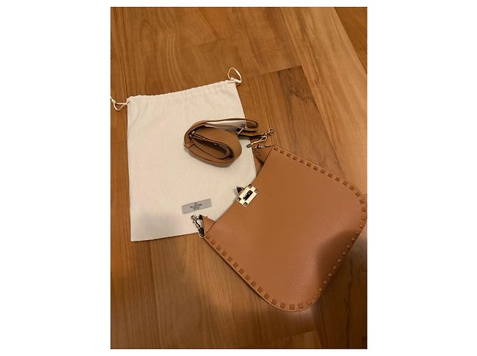 Borsa a spalla Valentino Garavani Rockstud in pelle Marrone - vista 8