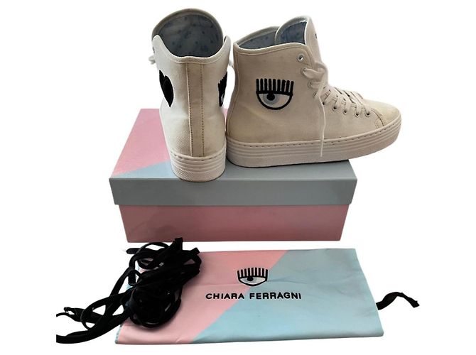 Baskets en coton blanches Chiara Ferragni EU37 - vue 2