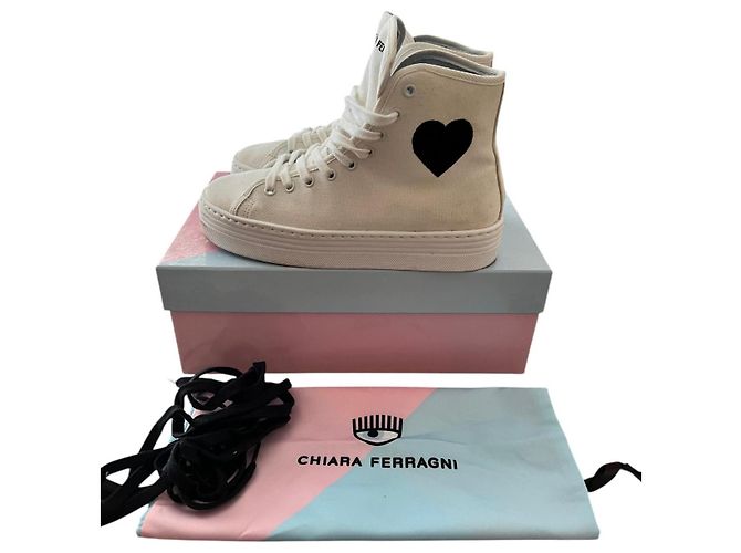 Baskets en coton blanches Chiara Ferragni EU37 - vue 8