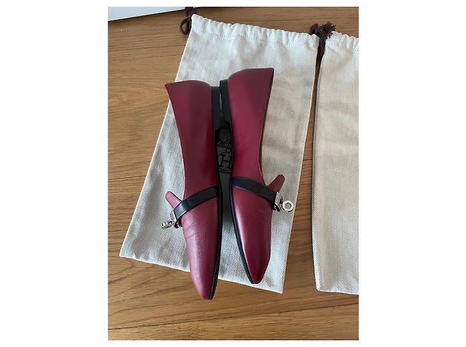 Bailarinas de cuero Hermès Roja - vista 3