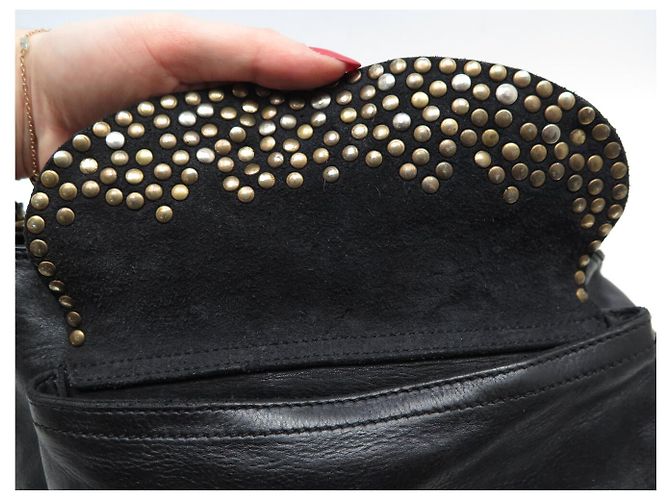 NUOVO BORSO CAMPOMAGGI FLAVIA CON MANICO IN PELLE GRAIN NERA CON STUDS Nero - vista 13
