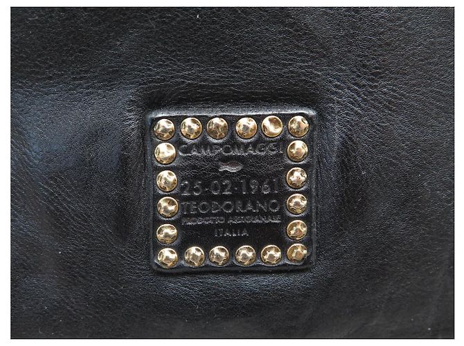 NUOVO BORSO CAMPOMAGGI FLAVIA CON MANICO IN PELLE GRAIN NERA CON STUDS Nero - vista 17