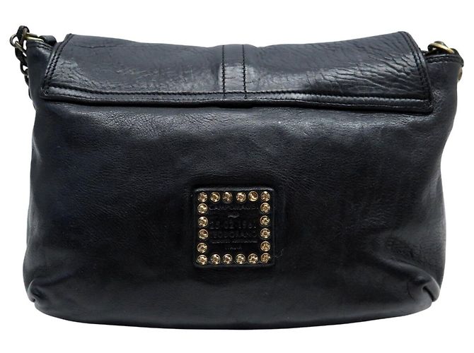 NUOVO BORSO CAMPOMAGGI FLAVIA CON MANICO IN PELLE GRAIN NERA CON STUDS Nero - vista 2