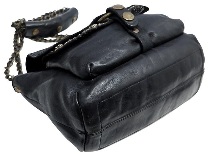 NUOVO BORSO CAMPOMAGGI FLAVIA CON MANICO IN PELLE GRAIN NERA CON STUDS Nero - vista 3