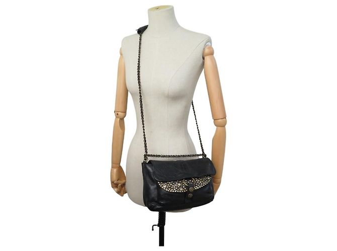 NUOVO BORSO CAMPOMAGGI FLAVIA CON MANICO IN PELLE GRAIN NERA CON STUDS Nero - vista 5