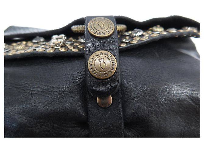 NUOVO BORSO CAMPOMAGGI FLAVIA CON MANICO IN PELLE GRAIN NERA CON STUDS Nero - vista 6