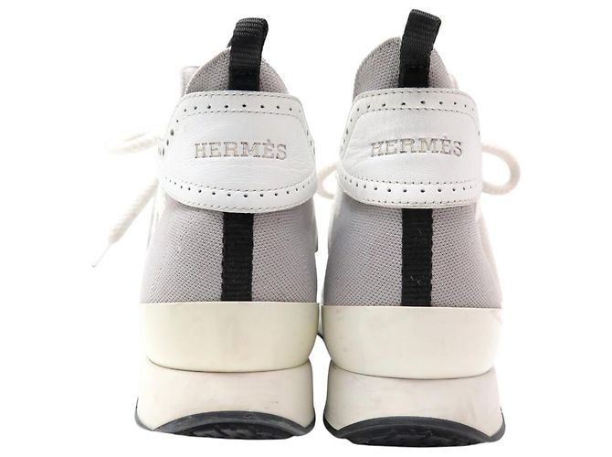 Hermès HERMES ACTION H201103Z 38 GRAU WEISS CANVAS LEDER SNEAKERS - Ansicht 5