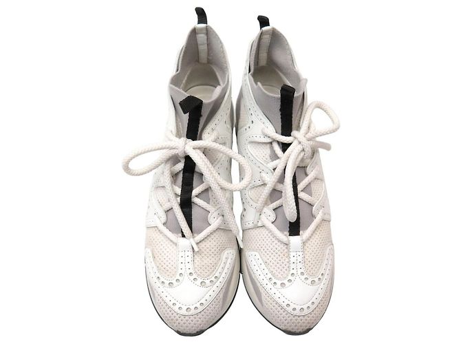 Hermès HERMES ACTION H201103Z 38 GRAU WEISS CANVAS LEDER SNEAKERS - Ansicht 8