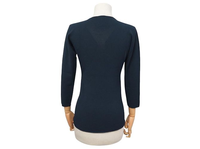NEUES CHANEL LANGARM-OBERTEIL P18834V01040 CC LOGO M 40 VISKOSE Marineblau - Ansicht 3