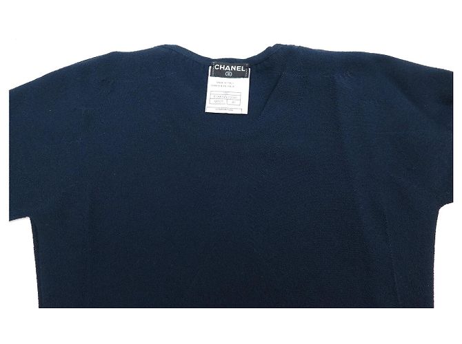 NEUES CHANEL LANGARM-OBERTEIL P18834V01040 CC LOGO M 40 VISKOSE Marineblau - Ansicht 4