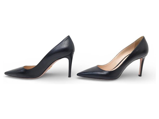 NUOVE SCARPE PRADA ESCARPINS CLASSICI 37 IT 38 FR PELLE SAFFIANO - vista 2