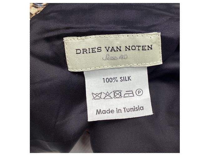 Saia midi assimétrica estampada Dries Van Noten em seda marrom - vista 4