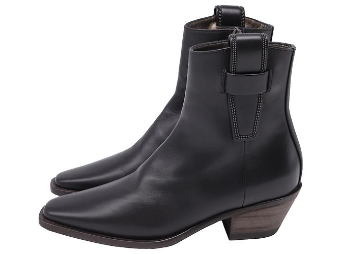 Stivaletti Western Monili Brunello Cucinelli in pelle nera Nero - vista 4