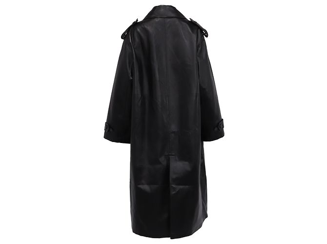 Dior Double-Breasted Coat in Black Lambskin Leather - view 4