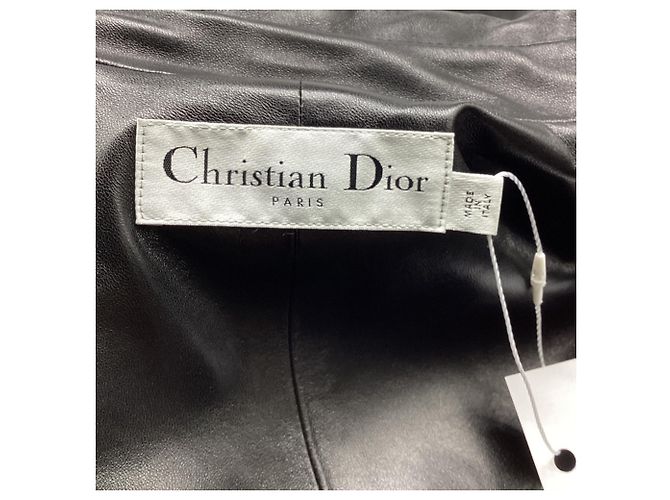 Dior Double-Breasted Coat in Black Lambskin Leather - view 6