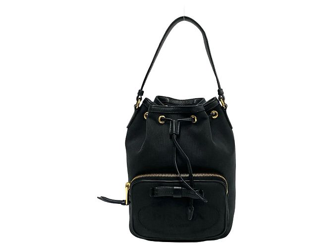 Borsa 2 in 2 in pelle e tela Prada Duet Nero - vista 2