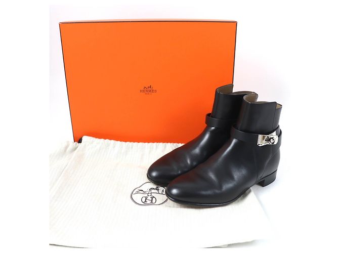 Botas de couro com fivela Kelly da Hermès Preto - vista 2