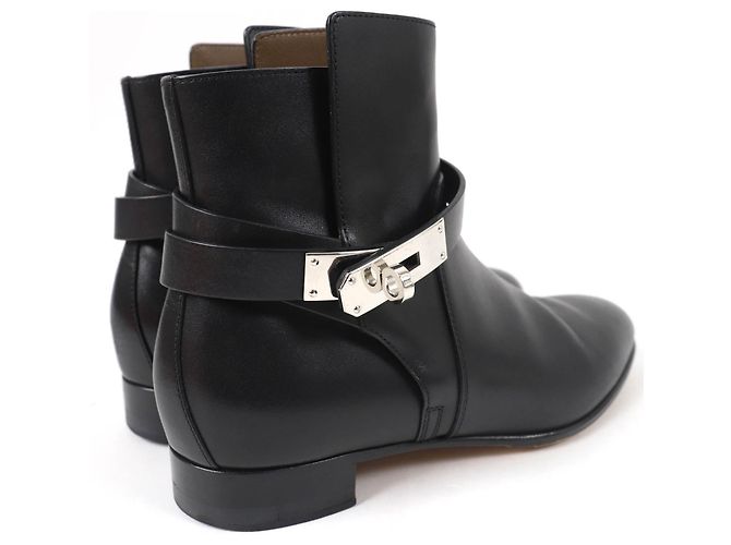 Botas de couro com fivela Kelly da Hermès Preto - vista 3