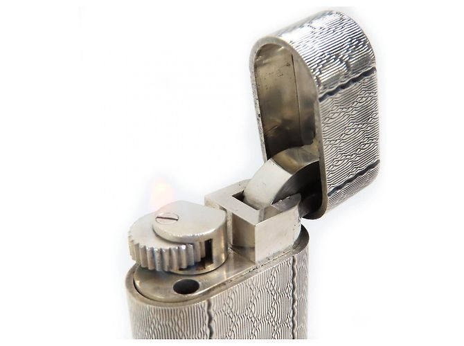 Isqueiro com padrão de grade total Cartier Prata - vista 6