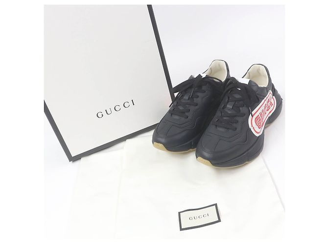 Tênis de couro Gucci Ryton com logo Preto - vista 2