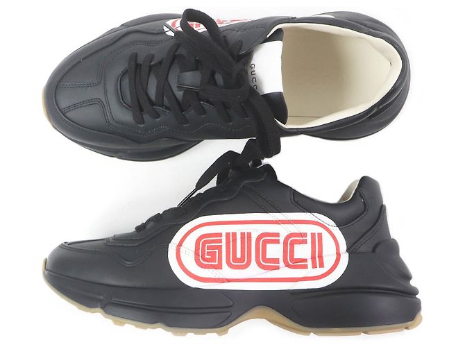 Tênis de couro Gucci Ryton com logo Preto - vista 4