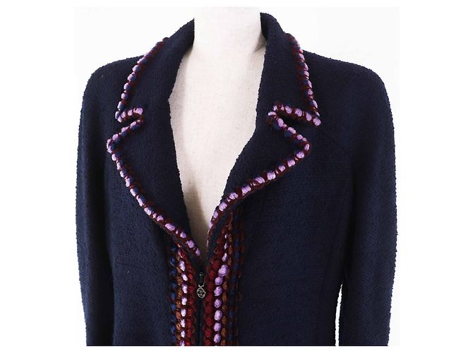 Timeless Abrigo de lana de múltiples líneas Chanel Azul - vista 2