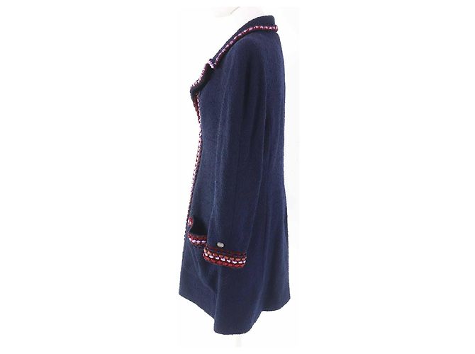 Timeless Abrigo de lana de múltiples líneas Chanel Azul - vista 3