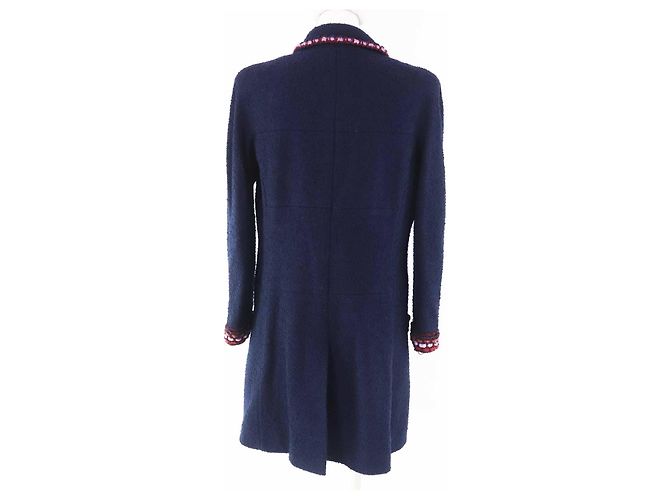 Timeless Abrigo de lana de múltiples líneas Chanel Azul - vista 4