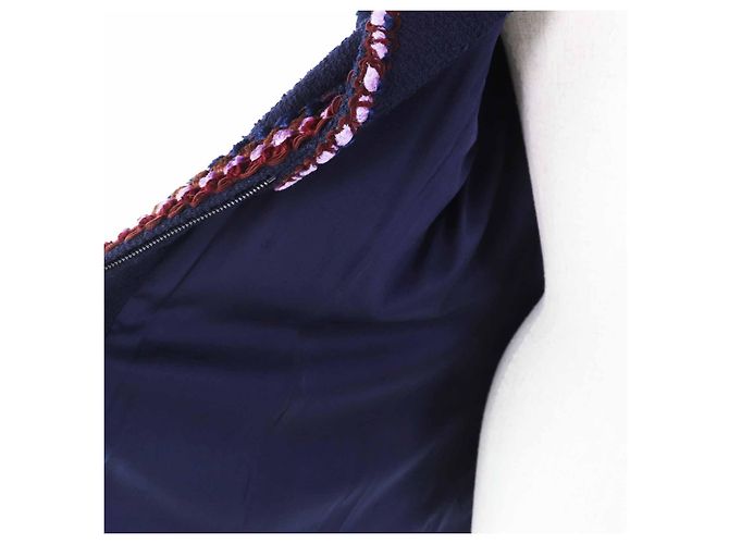 Timeless Abrigo de lana de múltiples líneas Chanel Azul - vista 5